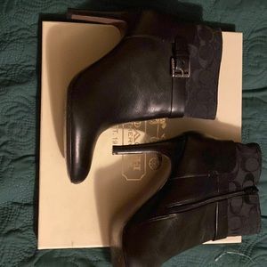 Coach heeled booties sz 9.5. Tread shows wear. Leather in pristine condition.